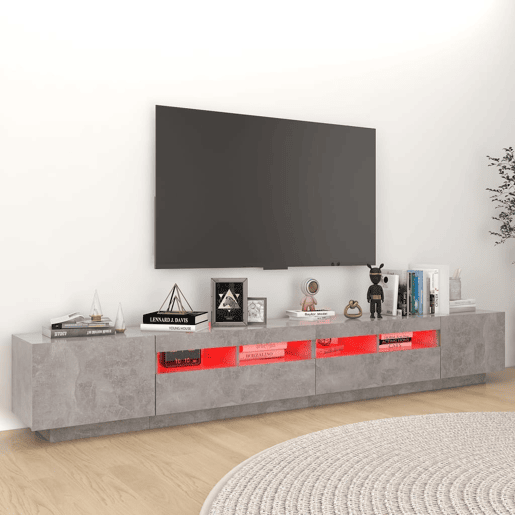 Móvel de TV - Modulo de TV - Armário de TV com luzes LED 260x35x40 cm cinzento cimento
