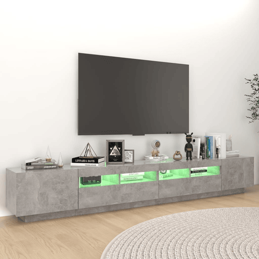 Móvel de TV - Modulo de TV - Armário de TV com luzes LED 260x35x40 cm cinzento cimento