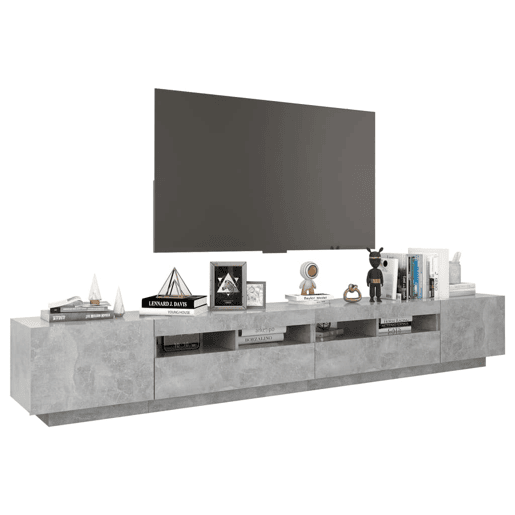 Móvel de TV - Modulo de TV - Armário de TV com luzes LED 260x35x40 cm cinzento cimento