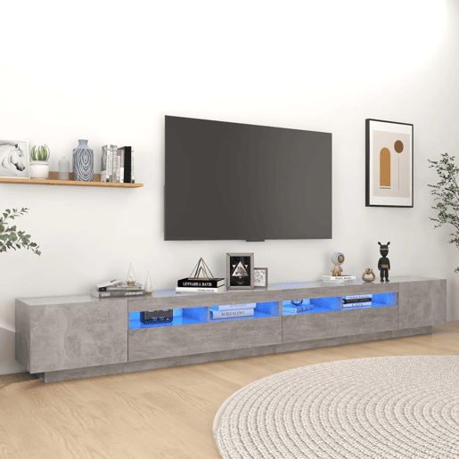 Móvel de TV - Modulo de TV - Armário de TV com luzes LED 300x35x40 cm cinzento cimento