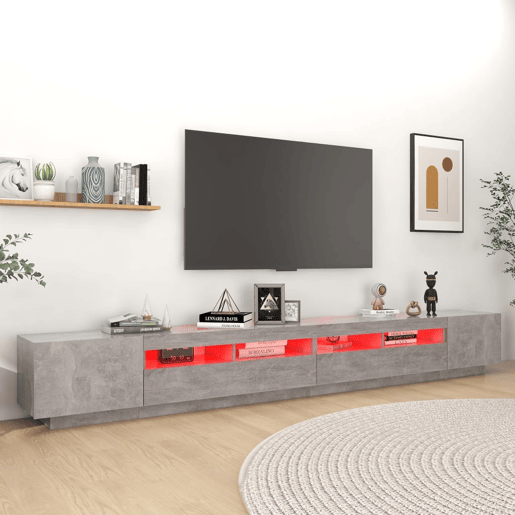 Móvel de TV - Modulo de TV - Armário de TV com luzes LED 300x35x40 cm cinzento cimento