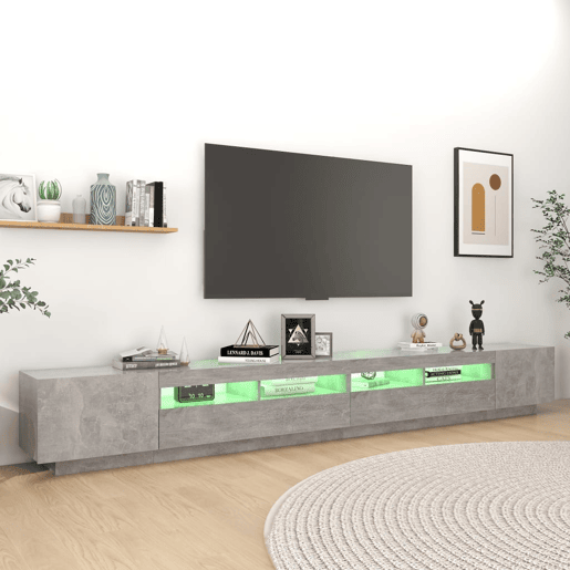 Móvel de TV - Modulo de TV - Armário de TV com luzes LED 300x35x40 cm cinzento cimento