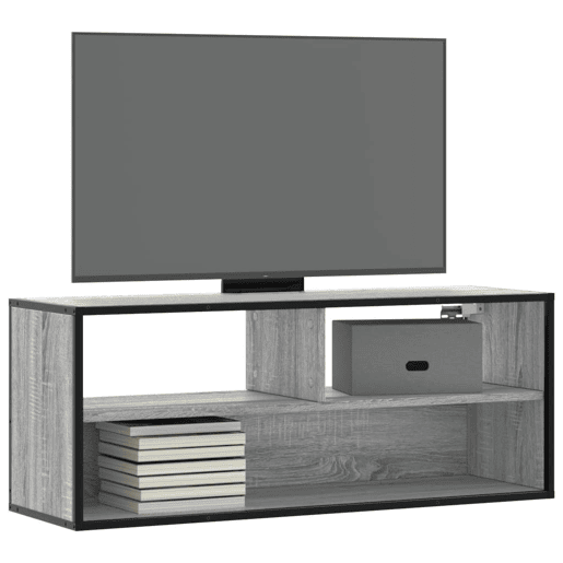 Móvel p TV, Armário de TV 100x31x39,5 cm deriv. madeirametal cinzento sonoma