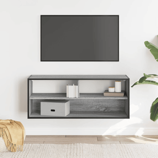 Móvel p TV, Armário de TV 100x31x39,5 cm deriv. madeirametal cinzento sonoma