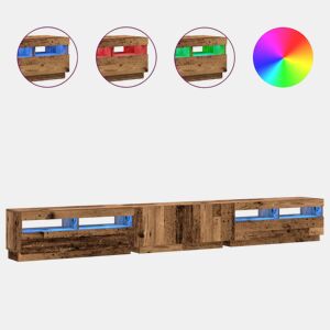 Móvel de TV - Modulo de TV - Armário de TV com luzes LED derivados de madeira madeira velha
