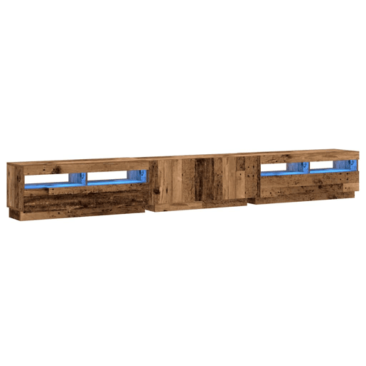 Móvel de TV - Modulo de TV - Armário de TV com luzes LED derivados de madeira madeira velha