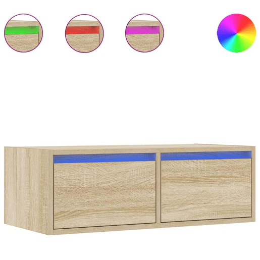 Móvel de TV - Modulo de TV - Armário de TV com luzes LED 75x35,5x25 cm carvalho sonoma