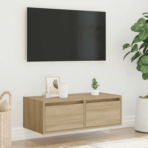 Móvel de TV - Modulo de TV - Armário de TV com luzes LED 75x35,5x25 cm carvalho sonoma