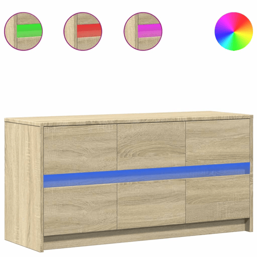 Móvel de TV - Modulo de TV - Armário de TV com luzes LED derivados de madeira carvalho sonoma