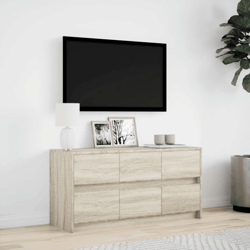 Móvel de TV - Modulo de TV - Armário de TV com luzes LED derivados de madeira carvalho sonoma