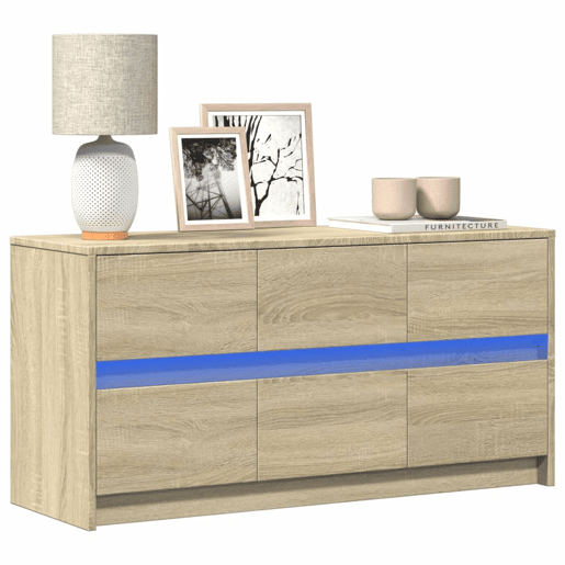 Móvel de TV - Modulo de TV - Armário de TV com luzes LED derivados de madeira carvalho sonoma