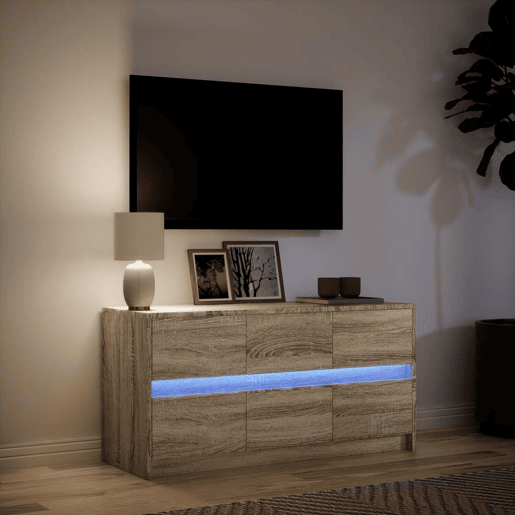 Móvel de TV - Modulo de TV - Armário de TV com luzes LED derivados de madeira carvalho sonoma