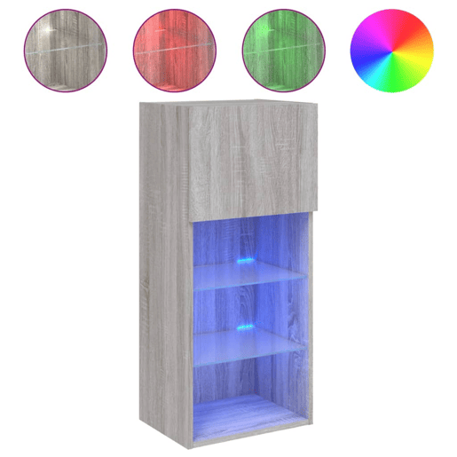 Móvel de TV - Modulo de TV - Armário de TV com luzes LED 40,5x30x90 cm cinzento sonoma