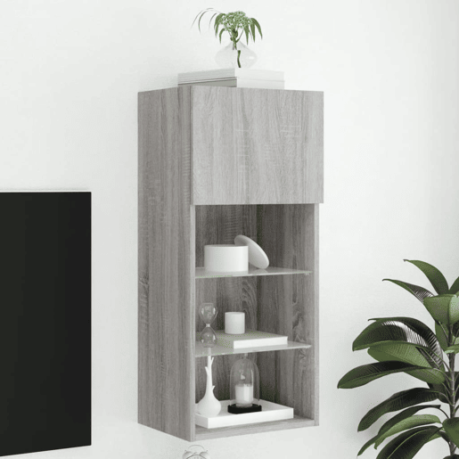 Móvel de TV - Modulo de TV - Armário de TV com luzes LED 40,5x30x90 cm cinzento sonoma