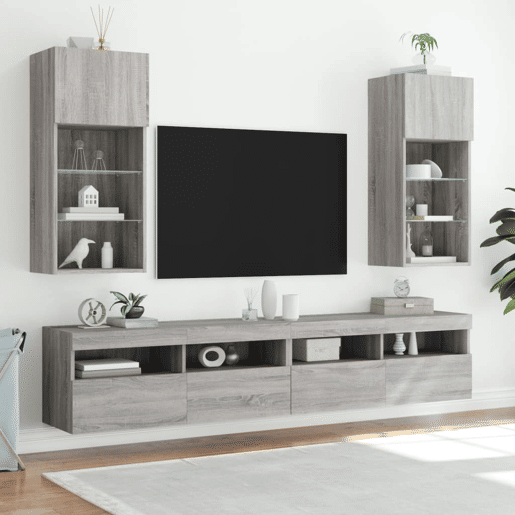 Móvel de TV - Modulo de TV - Armário de TV com luzes LED 40,5x30x90 cm cinzento sonoma