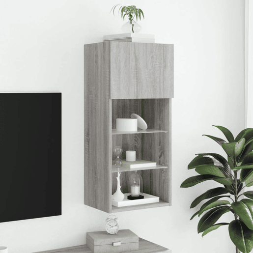 Móvel de TV - Modulo de TV - Armário de TV com luzes LED 40,5x30x90 cm cinzento sonoma