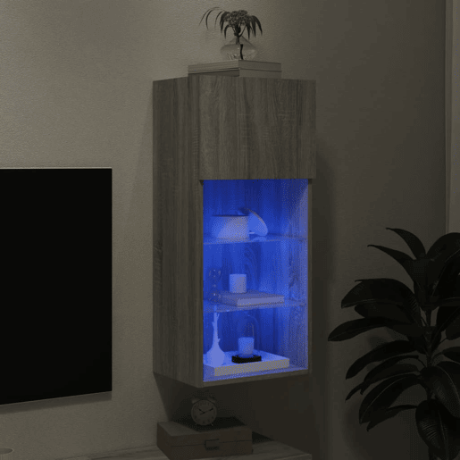 Móvel de TV - Modulo de TV - Armário de TV com luzes LED 40,5x30x90 cm cinzento sonoma