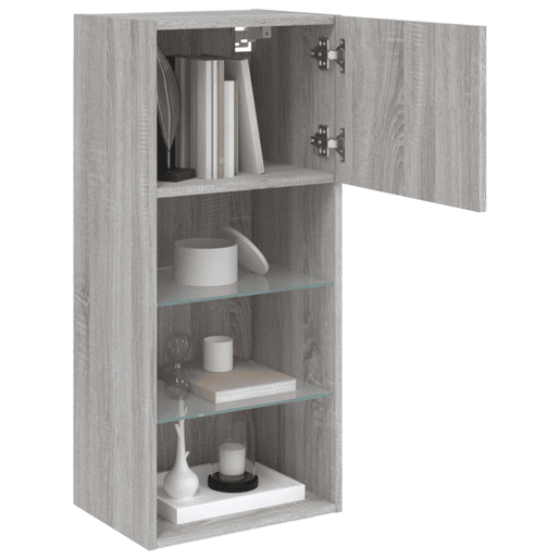 Móvel de TV - Modulo de TV - Armário de TV com luzes LED 40,5x30x90 cm cinzento sonoma