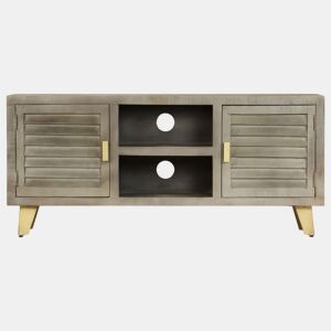 Móvel de TV - Modulo de TV - Armário de TV 110x30x48 cm mangueira maciça cinzento e bronze