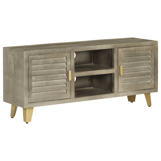Móvel de TV - Modulo de TV - Armário de TV 110x30x48 cm mangueira maciça cinzento e bronze
