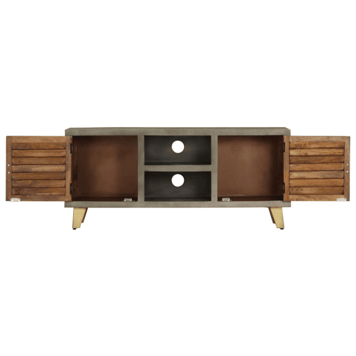 Móvel de TV - Modulo de TV - Armário de TV 110x30x48 cm mangueira maciça cinzento e bronze