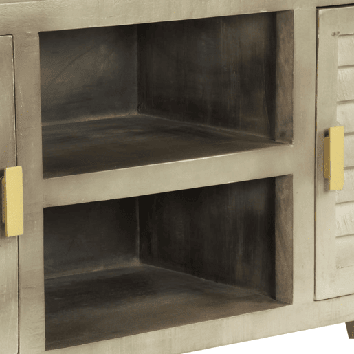 Móvel de TV - Modulo de TV - Armário de TV 110x30x48 cm mangueira maciça cinzento e bronze