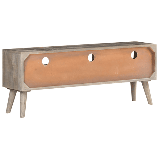 Móvel TV - Modulo de TV - Armário de TV 130x35x51 cm madeira mangueira áspera maciça cinzento
