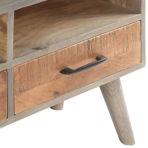 Móvel TV - Modulo de TV - Armário de TV 130x35x51 cm madeira mangueira áspera maciça cinzento