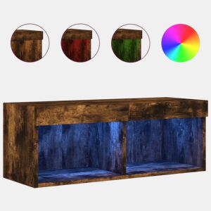 Móvel de TV - Modulo de TV - Armário de TV com luzes LED 80x30x30 cm carvalho fumado