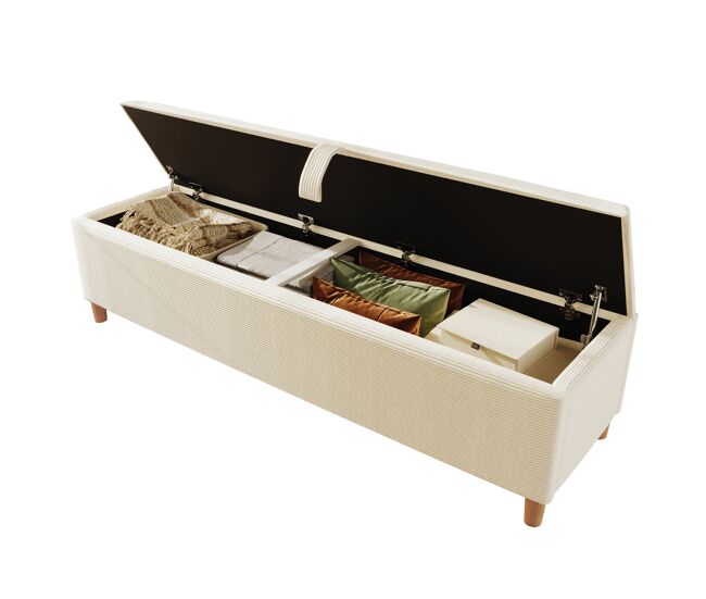 Banco de dormitorio tapizado de pana con almacenaje,beige