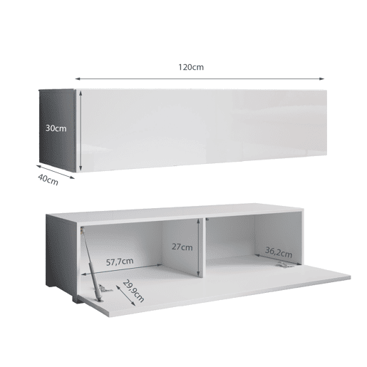 Móvel TV Sala de estar e jantar Branco 120x40x30 1 porta Aitana M1 Muebles Bonitos