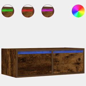 Móvel de TV - Modulo de TV - Armário de TV com luzes LED 75x35,5x25 cm carvalho fumado