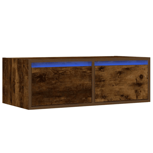 Móvel de TV - Modulo de TV - Armário de TV com luzes LED 75x35,5x25 cm carvalho fumado