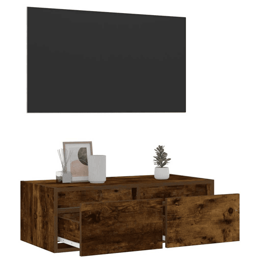 Móvel de TV - Modulo de TV - Armário de TV com luzes LED 75x35,5x25 cm carvalho fumado