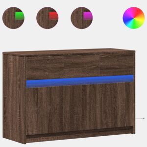 Móvel de TV - Modulo de TV - Armário de TV com luzes LED derivados madeira carvalho castanho