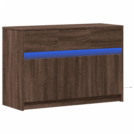 Móvel de TV - Modulo de TV - Armário de TV com luzes LED derivados madeira carvalho castanho