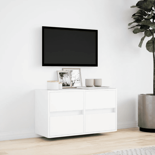 Móvel de parede para TV - Armário de TV com luzes LED 80x31x45 cm branco