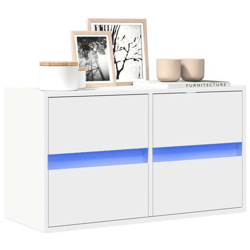 Móvel de parede para TV - Armário de TV com luzes LED 80x31x45 cm branco