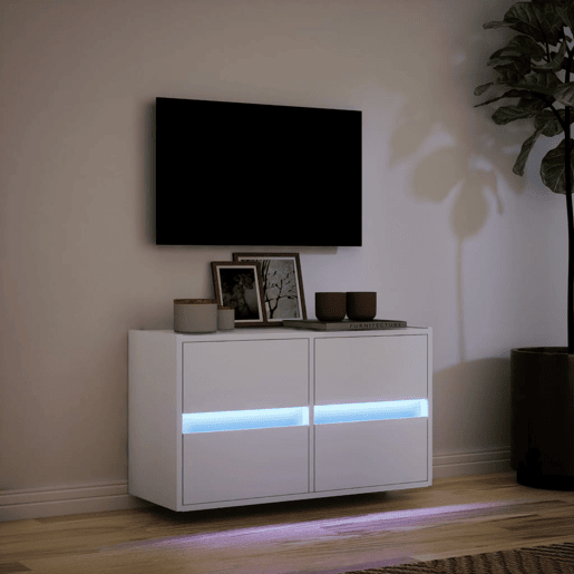 Móvel de parede para TV - Armário de TV com luzes LED 80x31x45 cm branco