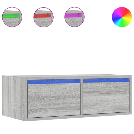 Móvel de TV - Modulo de TV - Armário de TV com luzes LED 75x35,5x25 cm cinzento sonoma
