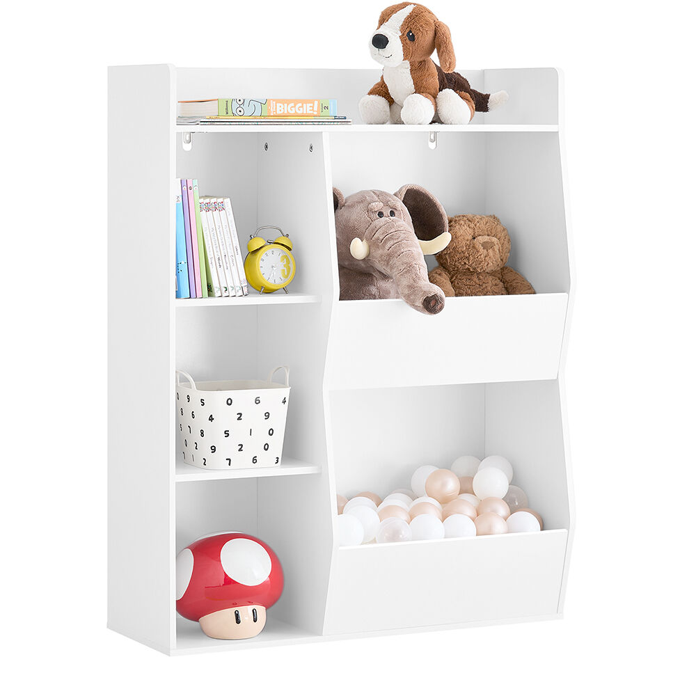 Sobuy biblioteca infantil de almacenamiento de juguetes con 5 compartimentos 80x34x104cm blanco kmb55-k-w