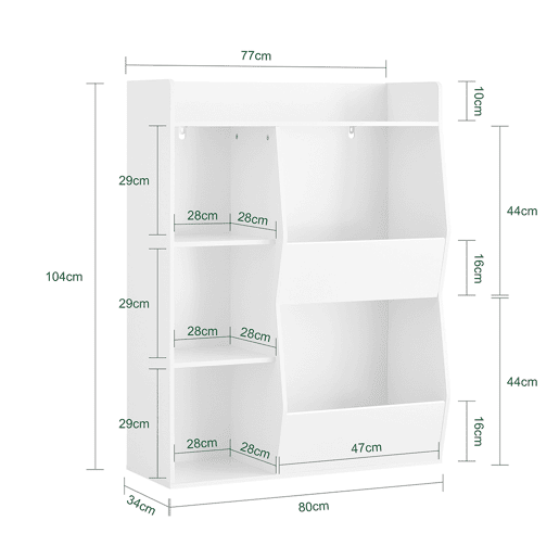 SoBuy Biblioteca Infantil para Brinquedos 5 Compartimentos Branco 80x34x104cm KMB55-K-W