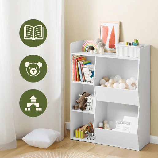 SoBuy Biblioteca Infantil para Brinquedos 5 Compartimentos Branco 80x34x104cm KMB55-K-W