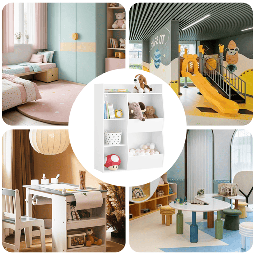 SoBuy Biblioteca Infantil para Brinquedos 5 Compartimentos Branco 80x34x104cm KMB55-K-W