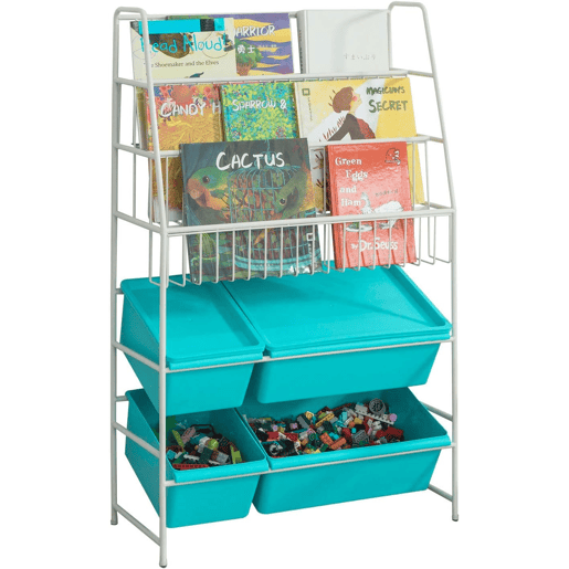 SoBuy Biblioteca e Baú de Armazenamento para Crianças 61x25x102cm Estante de Livros e Brinquedos KMB07-B