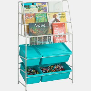 SoBuy Biblioteca e Baú de Armazenamento para Crianças 61x25x102cm Estante de Livros e Brinquedos KMB07-B
