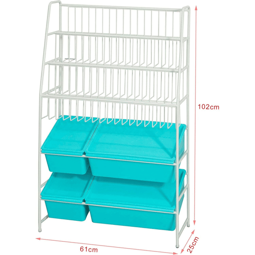 SoBuy Biblioteca e Baú de Armazenamento para Crianças 61x25x102cm Estante de Livros e Brinquedos KMB07-B