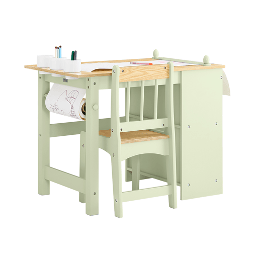 SoBuy Mesa Infantil com Cadeira 2 Prateleiras Organizador 80x50x66cm Verde KMB60-GR