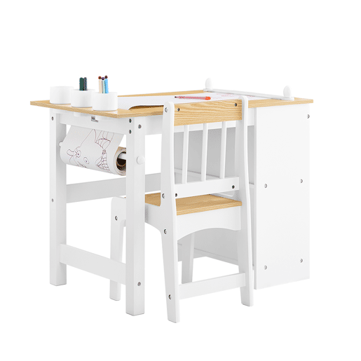 SoBuy Mesa Infantil com Cadeiras 2 Prateleiras Organizador 80x50x66cm KMB60-WN