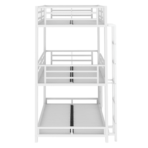 Cama beliche tripla em metal 90x200 cm - para crianças, adolescentes e adultos - branco